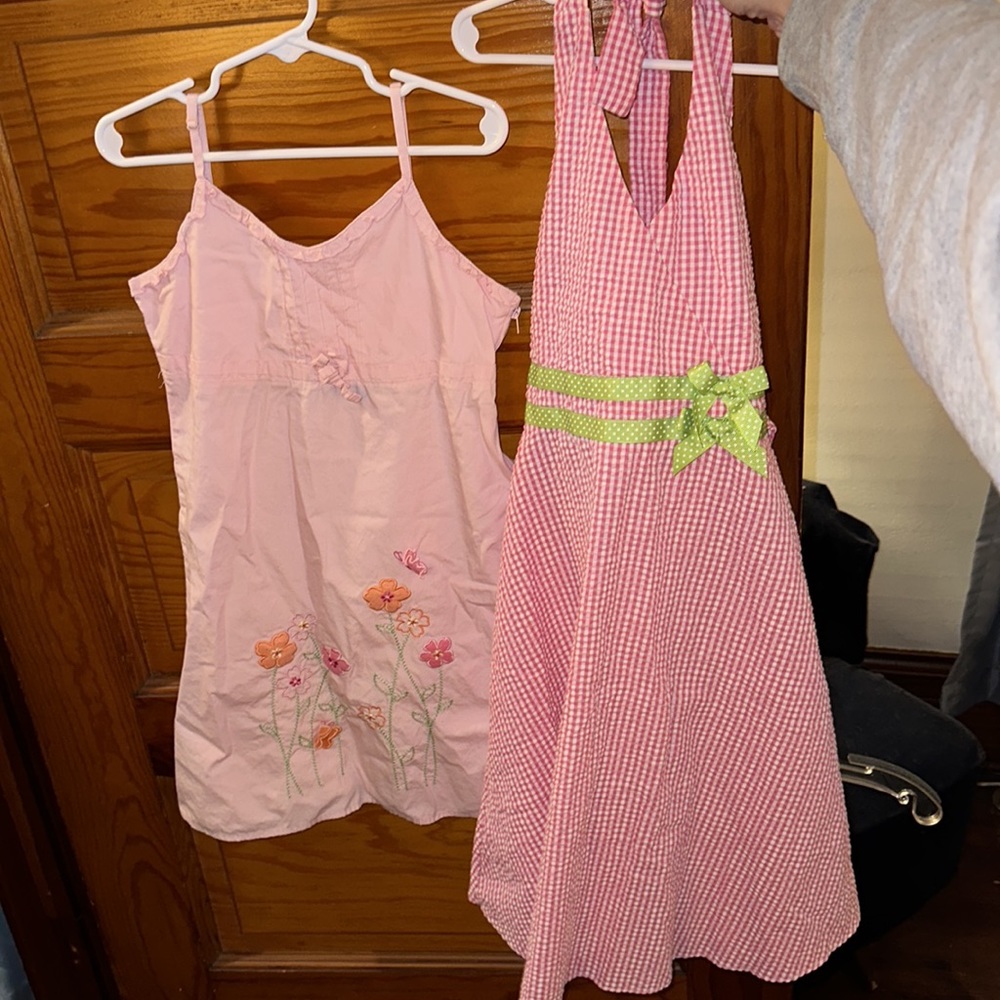 Pink Gingham and Floral Kids Dress Set